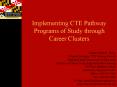 Implementing CTE Pathway Programs of Study through Career Clusters PowerPoint PPT Presentation
