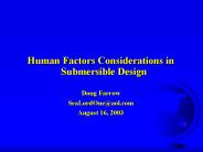 Human Factors Considerations in Submersible Design