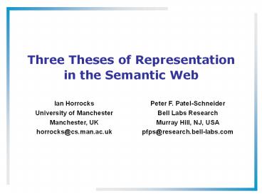 Three Theses of Representation