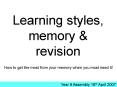 Learning styles, memory PowerPoint PPT Presentation