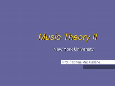 Music Theory II