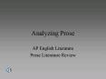 Analyzing Prose PowerPoint PPT Presentation