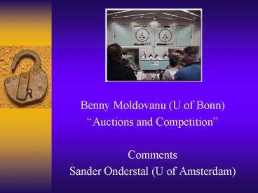 Benny Moldovanu (U of Bonn)