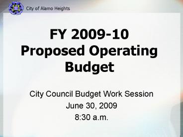 City Council Budget Work Session