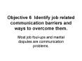 Objective 6 Identify job related communication barriers and ways to overcome them' PowerPoint PPT Presentation
