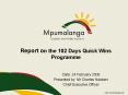 Report on the 102 Days Quick Wins Programme PowerPoint PPT Presentation