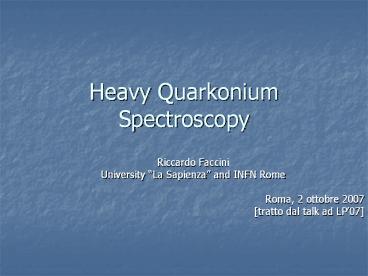 Heavy Quarkonium Spectroscopy