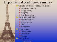 Experimental conference summary