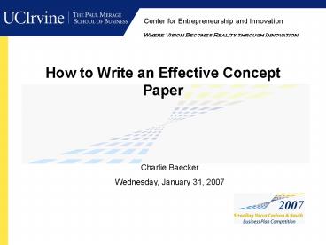 CEI 200405 Campuswide Business Plan Competition
