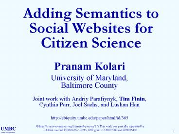 Adding Semantics to Social Websites for Citizen Science