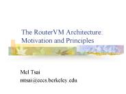 The RouterVM Architecture: Motivation and Principles