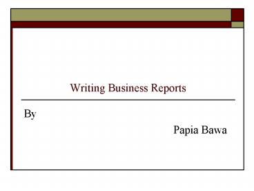 Writing Business Reports