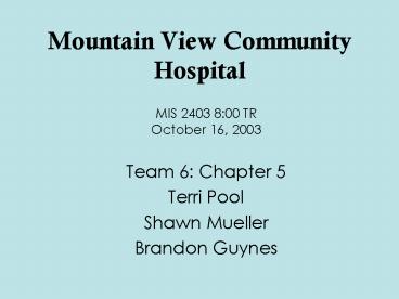 Mountain View Community Hospital