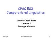 CPSC 503 Computational Linguistics