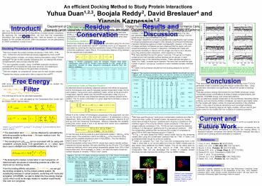 An efficient Docking Method to Study Protein Interactions