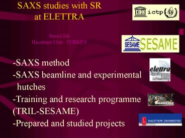 SAXS studies with SR at ELETTRA Semra Ide Hacettepe Univ' TURKEY