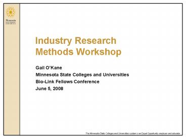 Industry Research Methods Workshop