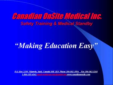 Canadian OnSite Medical Inc' Safety Training