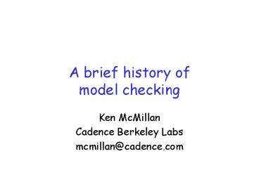 A brief history of model checking