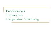 Endorsements Testimonials Comparative Advertising