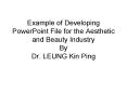 Example of Developing PowerPoint File for the Aesthetic and Beauty Industry By Dr' LEUNG Kin Ping PowerPoint PPT Presentation