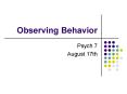 Observing Behavior PowerPoint PPT Presentation