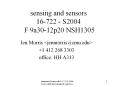 sensing and sensors 16-722 - S2004 F 9a30-12p20 NSH1305 PowerPoint PPT Presentation