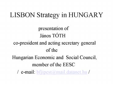 LISBON Strategy in HUNGARY