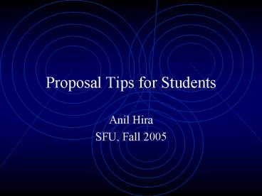 Proposal Tips for Students