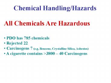 Chemical HandlingHazards