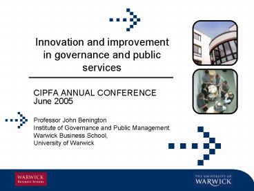 Innovation and improvement in governance and public services