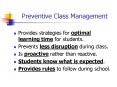 Preventive Class Management PowerPoint PPT Presentation