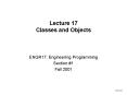 Lecture 17 Classes and Objects PowerPoint PPT Presentation