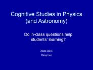 Cognitive Studies in Physics (and Astronomy)