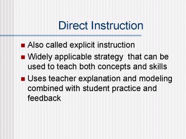 Direct Instruction