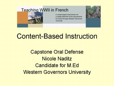 PPT – ContentBased Instruction PowerPoint presentation | free to view ...
