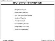 INPUT-OUTPUT ORGANIZATION