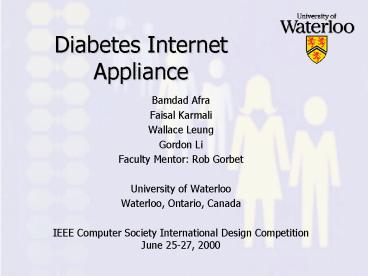 Diabetes Internet Appliance