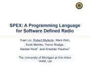 SPEX: A Programming Language for Software Defined Radio PowerPoint PPT Presentation