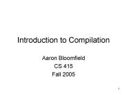 Introduction to Compilation