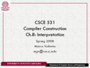 CSCE 531 Compiler Construction Ch.8: Interpretation