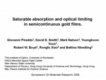 Saturable absorption and optical limiting