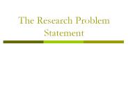 The Research Problem Statement