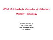 CPSC 614:Graduate Computer Architecture Memory Technology