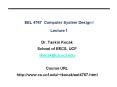 EEL 4767 Computer System Design I Lecture 1 PowerPoint PPT Presentation