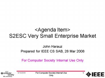 Agenda Item S2ESC Very Small Enterprise Market