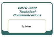 ENTC 3030 Technical Communications