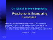 CS 425/625 Software Engineering  Requirements Engineering Processes