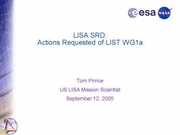 LISA SRD: Actions Requested of LIST WG1a