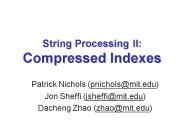 String Processing II: Compressed Indexes